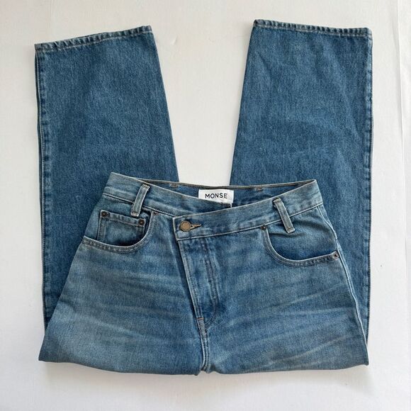 Monse Boyfriend Cropped Jean Mit Weitem Bein Blue Jeans Size 2 NWOT - Picture 2 of 11